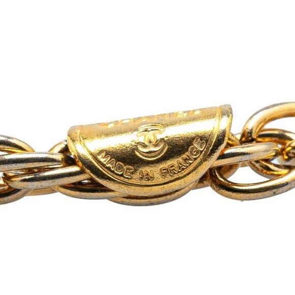 CHANEL CC Logos Rhinestone Necklace 19" Gold Tone Auth w/Box #07708 - Picture 4 of 6